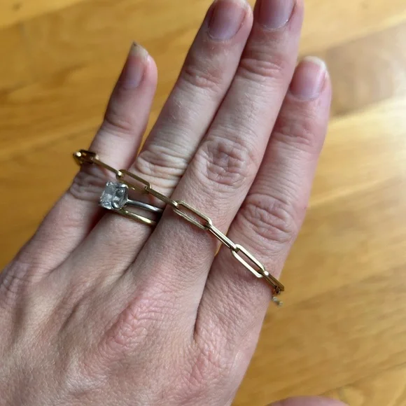 Zoe Lev 14k Gold Large Paper Clip Chain with Diamond Enhancer Necklace - Picture 7 of 7